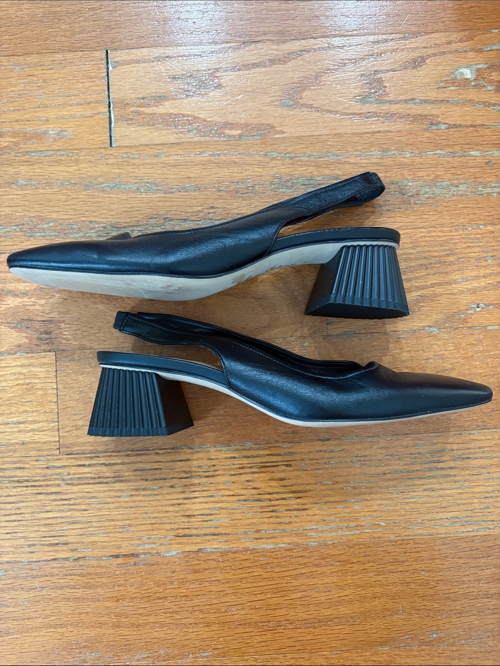 Sam Edelman Black Square-Toe Slingback Block Heels - Picture 7 of 8